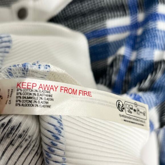 Free People Movement Rally Printed Layer Henley Top Womens Large Blue Plaid - Picture 11 of 12